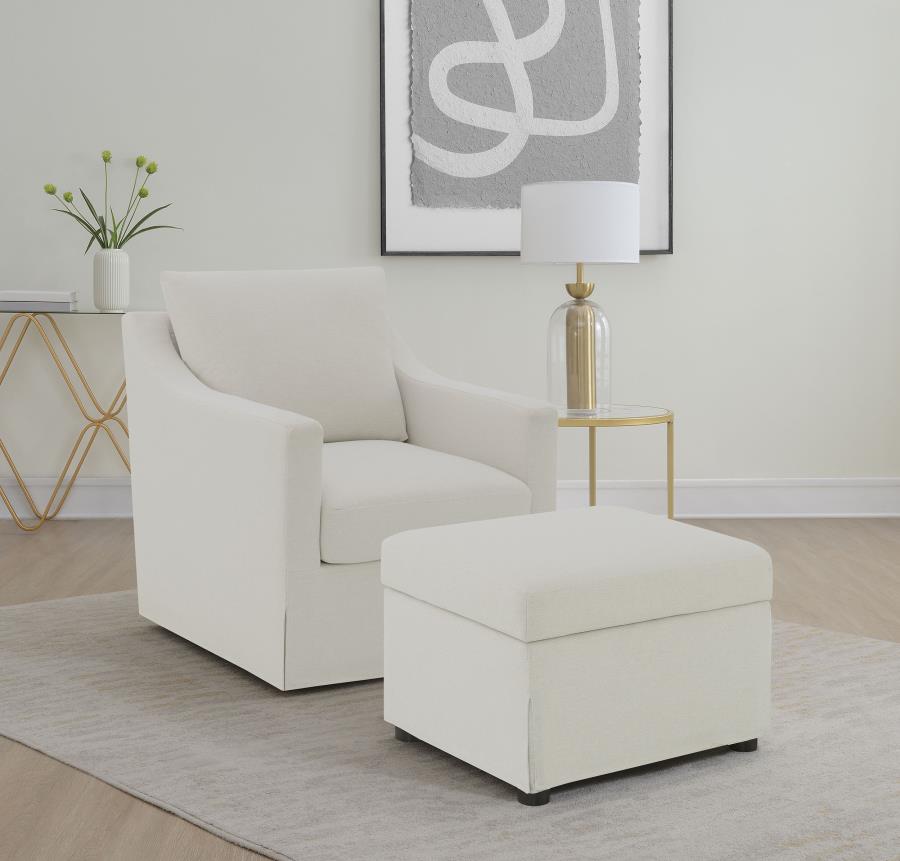 Winter Upholstered Sloped Arm Accent Swivel Chair Beige - Home & Sleep Outlet