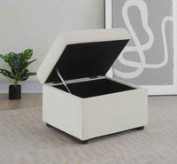 Winter Upholstered Hydraulic Lift Top Storage Ottoman Beige - Home & Sleep Outlet