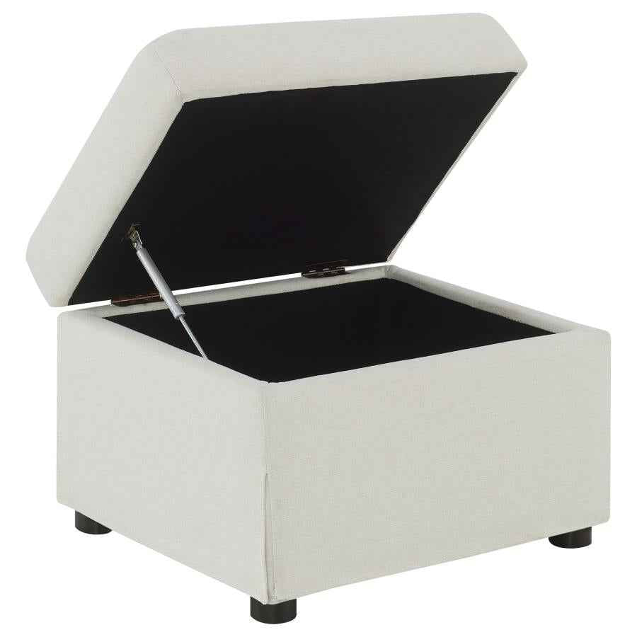Winter Upholstered Hydraulic Lift Top Storage Ottoman Beige - Home & Sleep Outlet