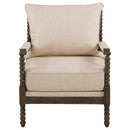 Blanchett Upholstered Bobbin Accent Chair Beige and Distressed Brown - Home & Sleep Outlet