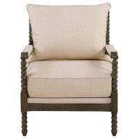 Blanchett Upholstered Bobbin Accent Chair Beige and Distressed Brown - Home & Sleep Outlet