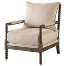 Blanchett Upholstered Bobbin Accent Chair Beige and Distressed Brown - Home & Sleep Outlet