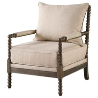 Blanchett Upholstered Bobbin Accent Chair Beige and Distressed Brown - Home & Sleep Outlet