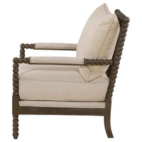 Blanchett Upholstered Bobbin Accent Chair Beige and Distressed Brown - Home & Sleep Outlet