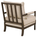 Blanchett Upholstered Bobbin Accent Chair Beige and Distressed Brown - Home & Sleep Outlet