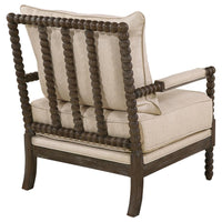 Blanchett Upholstered Bobbin Accent Chair Beige and Distressed Brown - Home & Sleep Outlet