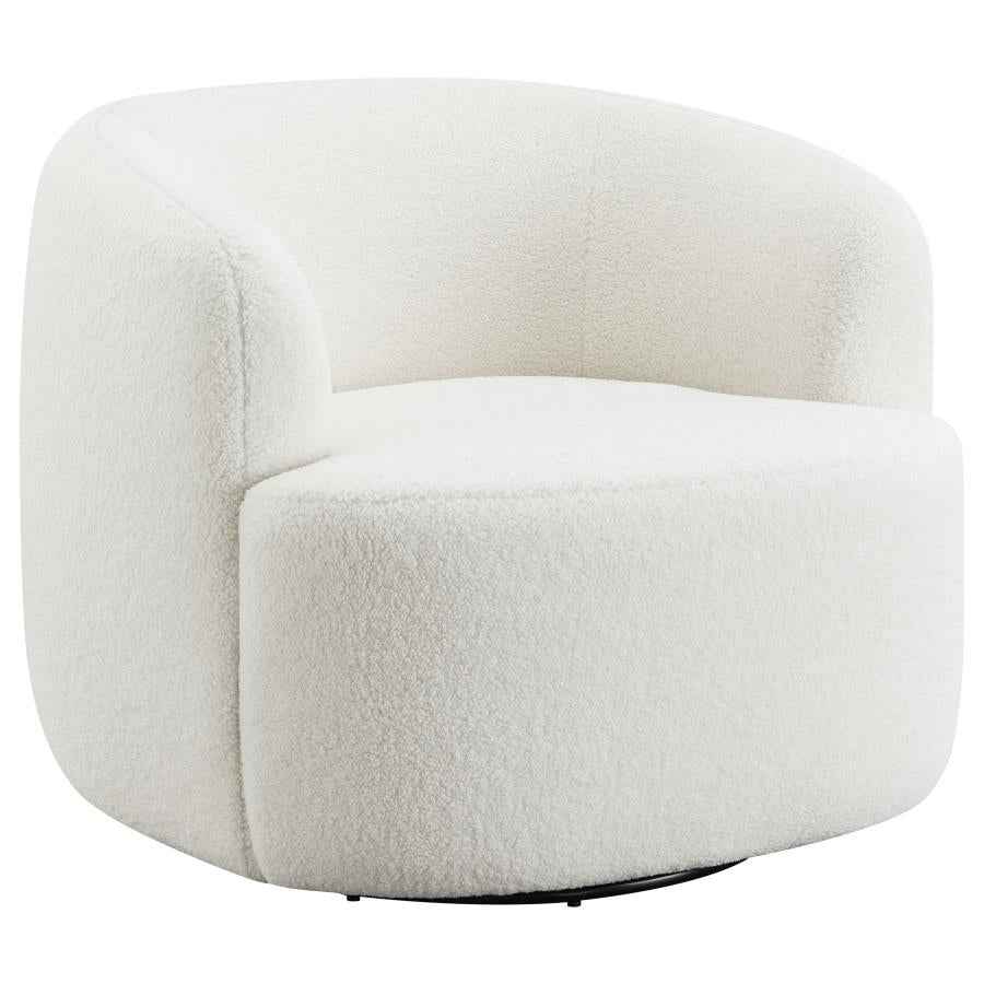 Hudson Faux Sheepskin Upholstered Swivel Chair Natural - Home & Sleep Outlet