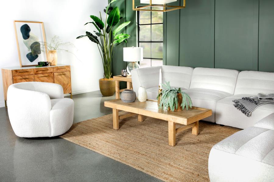 Hudson Faux Sheepskin Upholstered Swivel Chair Natural - Home & Sleep Outlet