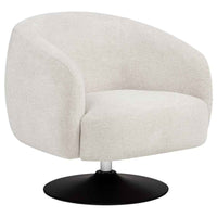 Dave Upholstered Barrel Back Swivel Club Chair Beige