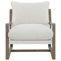 Geneva Boucle Upholstered Wood Arm Accent Chair Sand