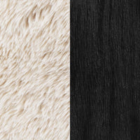 Fitzroy Faux Fur Upholstered Chair Solid Wood Arms Latte