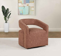 Westhill Boucle Upholstered Swivel Accent Chair Berry