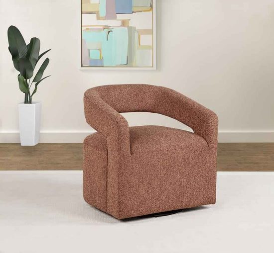 Westhill Boucle Upholstered Swivel Accent Chair Berry