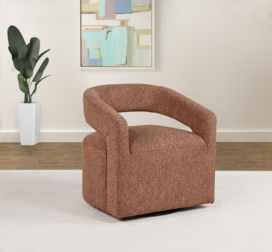 Home & Sleep Outlet - Westhill Boucle Upholstered Swivel Accent Chair Berry