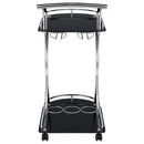 Elfman 2-tier Glass Shelf Metal Bar Cart Black and Chrome