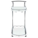 Elfman 2-tier Glass Shelf Metal Bar Cart White and Chrome