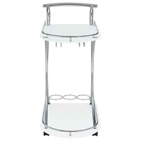 Elfman 2-tier Glass Shelf Metal Bar Cart White and Chrome