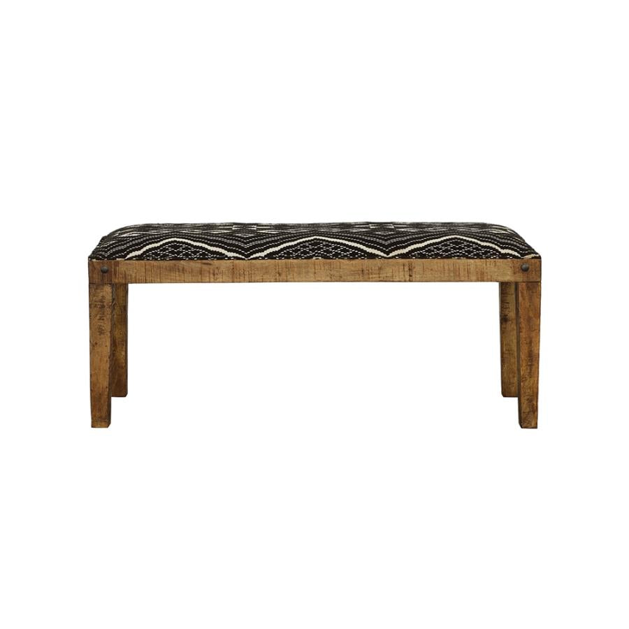 Home & Sleep Outlet - Lamont Fabric Upholstered Accent Bench Black and Natural