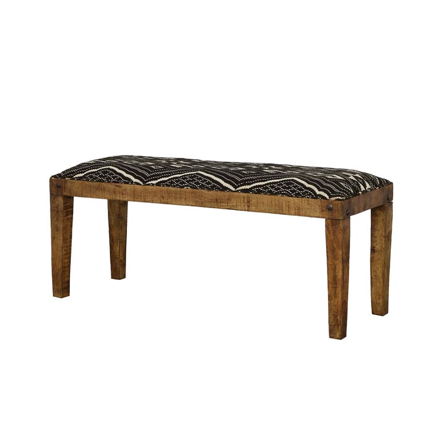 Home & Sleep Outlet - Lamont Fabric Upholstered Accent Bench Black and Natural