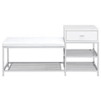 Home & Sleep Outlet - Siega 1-Drawer Shoe Storage Entryway Bench White High Gloss and Chrome