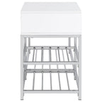 Home & Sleep Outlet - Siega 1-Drawer Shoe Storage Entryway Bench White High Gloss and Chrome