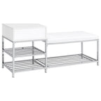 Home & Sleep Outlet - Siega 1-Drawer Shoe Storage Entryway Bench White High Gloss and Chrome