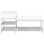 Home & Sleep Outlet - Siega 1-Drawer Shoe Storage Entryway Bench White High Gloss and Chrome