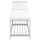 Siega 1-Drawer Shoe Storage Entryway Bench White High Gloss and Chrome