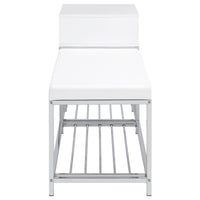 Siega 1-Drawer Shoe Storage Entryway Bench White High Gloss and Chrome