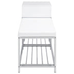 Home & Sleep Outlet - Siega 1-Drawer Shoe Storage Entryway Bench White High Gloss and Chrome