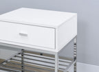 Home & Sleep Outlet - Siega 1-Drawer Shoe Storage Entryway Bench White High Gloss and Chrome