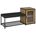 Home & Sleep Outlet - Martino Shoe Storage Entryway Bench with Cabinet Mango and Black