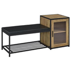 Home & Sleep Outlet - Martino Shoe Storage Entryway Bench with Cabinet Mango and Black
