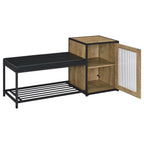 Home & Sleep Outlet - Martino Shoe Storage Entryway Bench with Cabinet Mango and Black