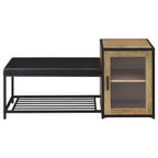 Home & Sleep Outlet - Martino Shoe Storage Entryway Bench with Cabinet Mango and Black