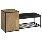 Home & Sleep Outlet - Martino Shoe Storage Entryway Bench with Cabinet Mango and Black