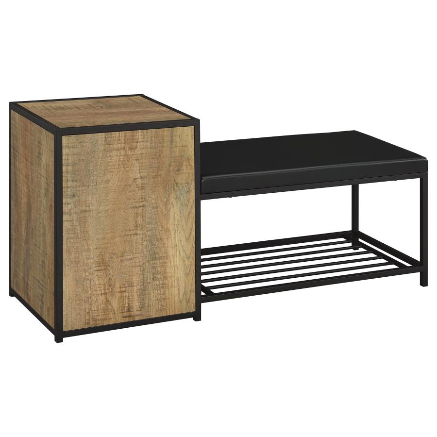 Home & Sleep Outlet - Martino Shoe Storage Entryway Bench with Cabinet Mango and Black