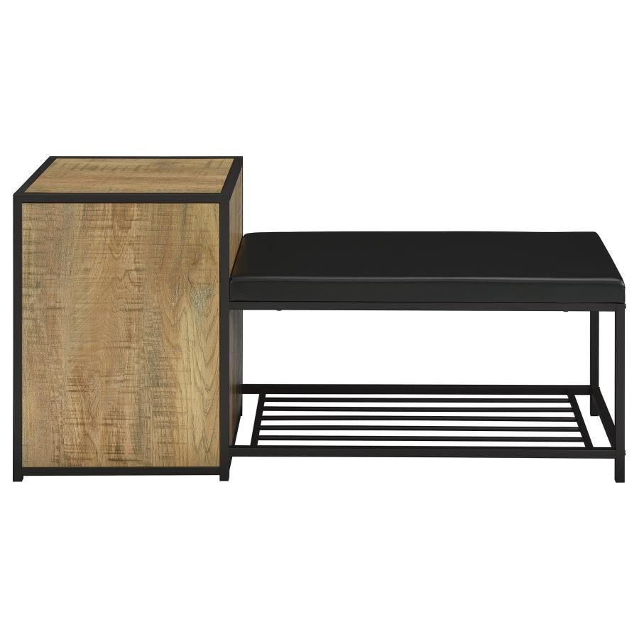 Home & Sleep Outlet - Martino Shoe Storage Entryway Bench with Cabinet Mango and Black