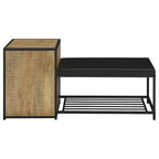Home & Sleep Outlet - Martino Shoe Storage Entryway Bench with Cabinet Mango and Black