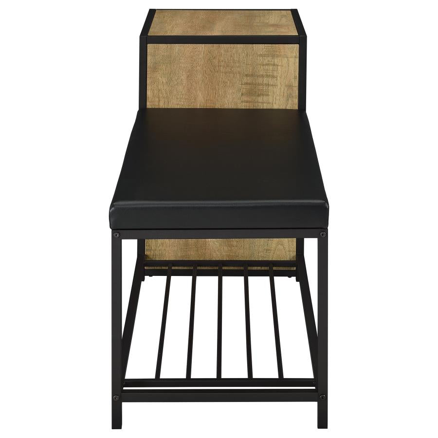 Home & Sleep Outlet - Martino Shoe Storage Entryway Bench with Cabinet Mango and Black