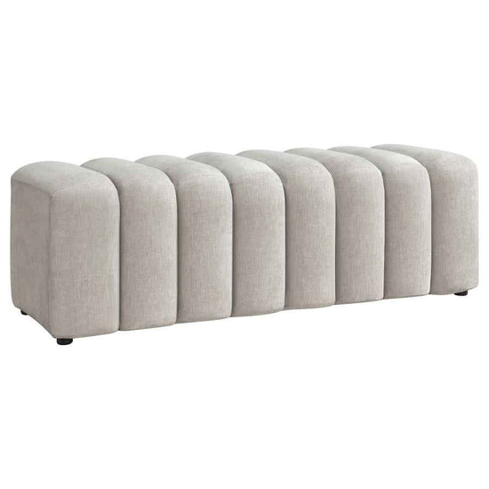 Summer Chenille Upholstered Channel Accent Bench Beige