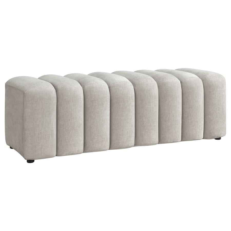Summer Chenille Upholstered Channel Accent Bench Beige