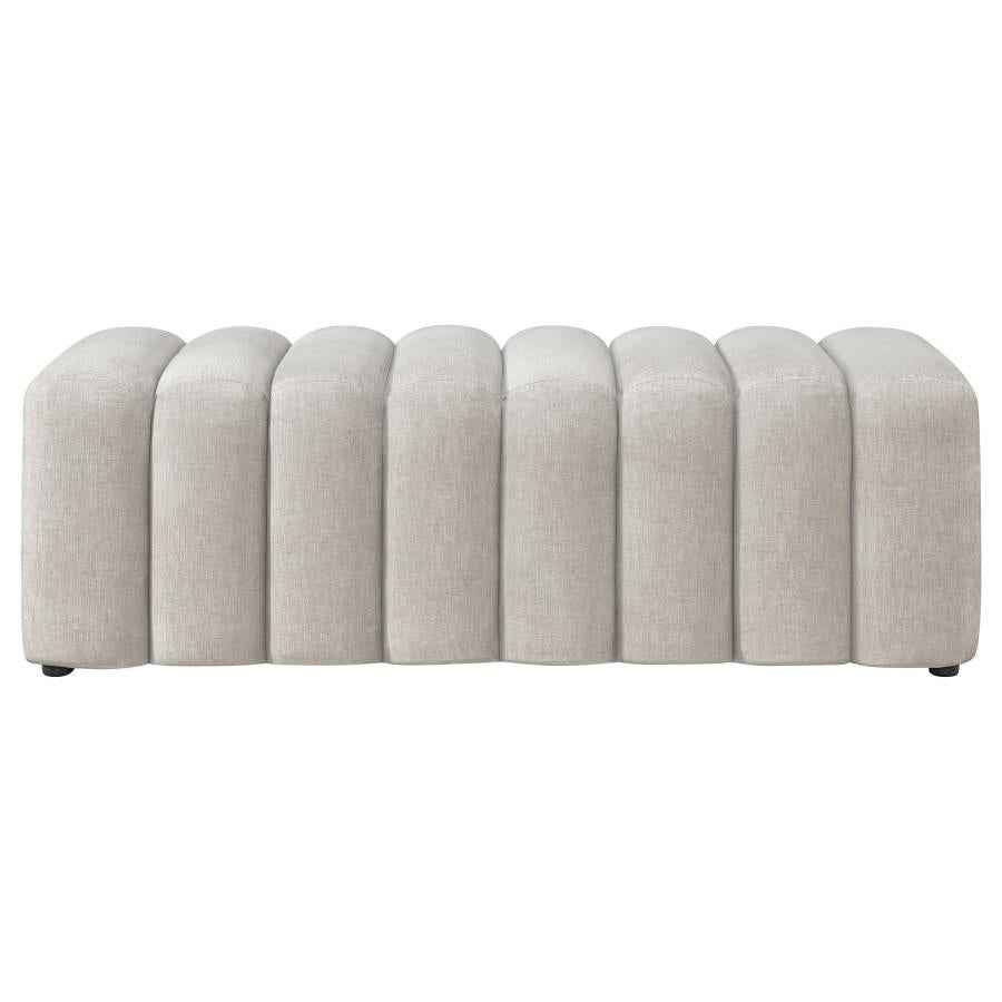 Summer Chenille Upholstered Channel Accent Bench Beige