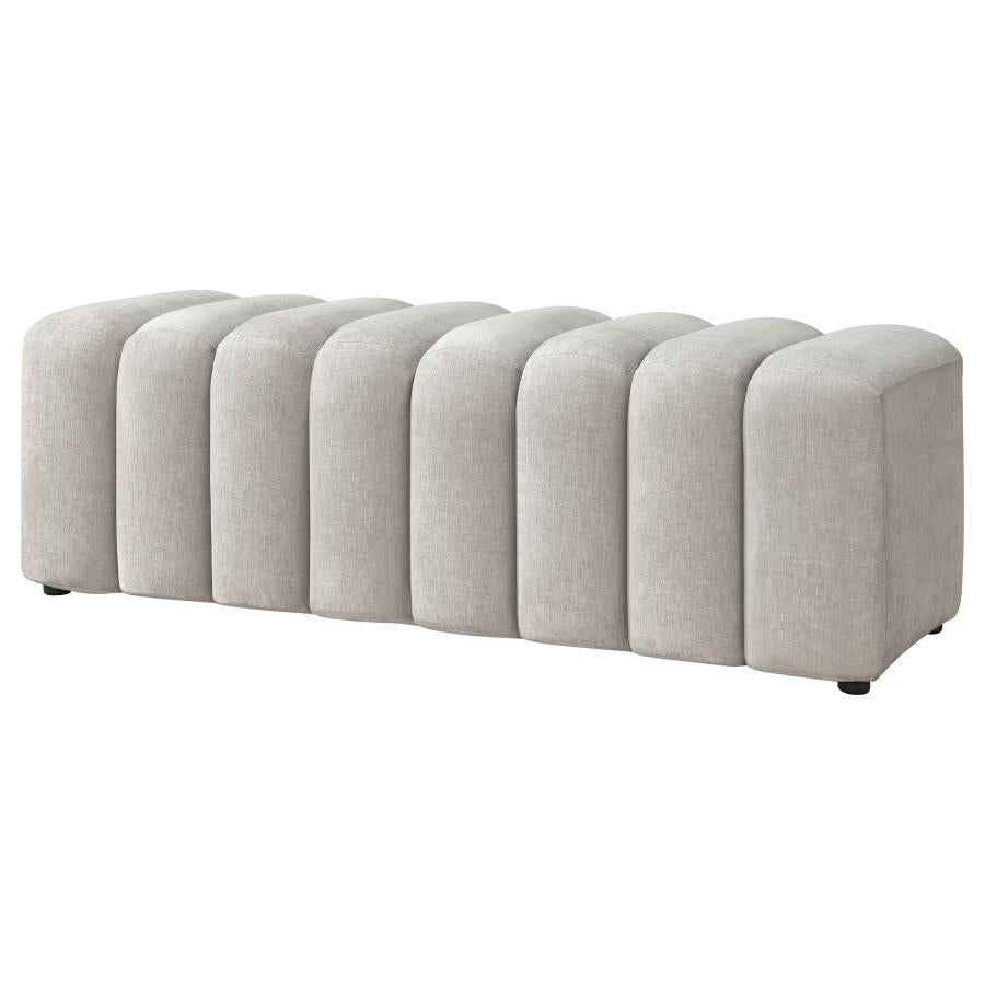 Summer Chenille Upholstered Channel Accent Bench Beige