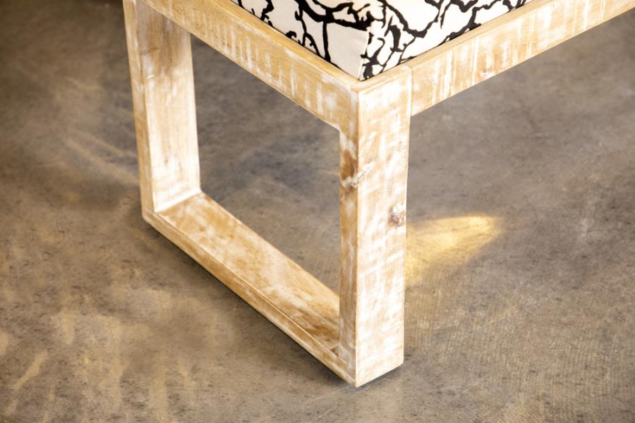 Home & Sleep Outlet - Aiden Fabric Upholstered Accent Bench Distressed White