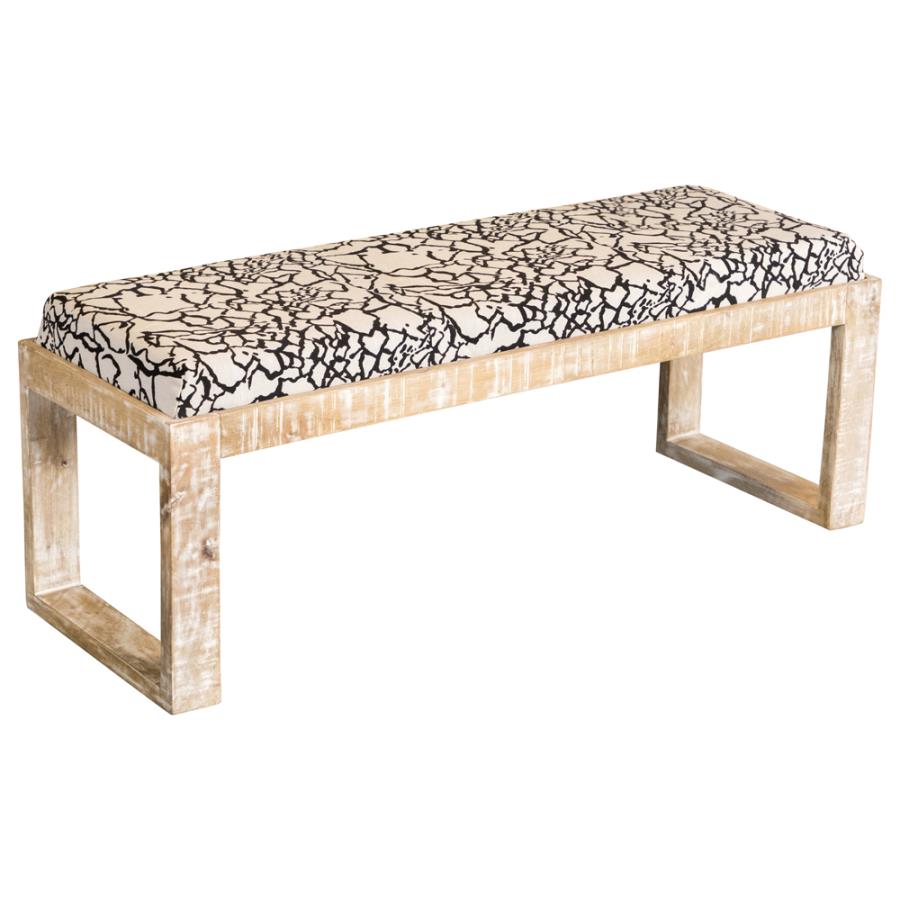 Home & Sleep Outlet - Aiden Fabric Upholstered Accent Bench Distressed White
