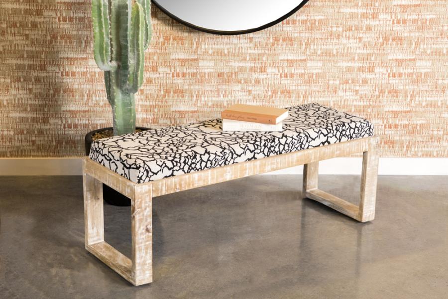 Home & Sleep Outlet - Aiden Fabric Upholstered Accent Bench Distressed White
