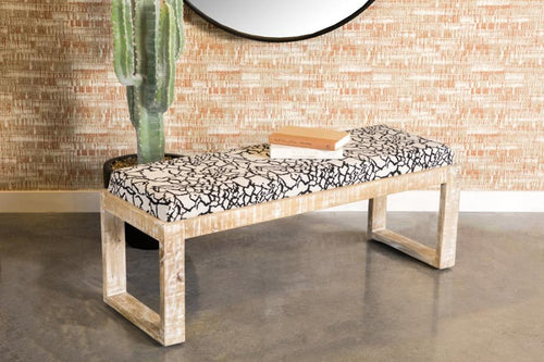 Home & Sleep Outlet - Aiden Fabric Upholstered Accent Bench Distressed White