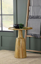 Home & Sleep Outlet - Ixia Round Solid Mango Wood Accent Side Table Natural