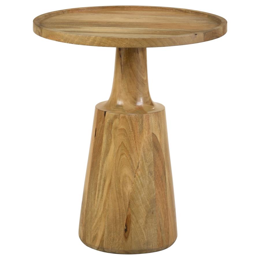 Home & Sleep Outlet - Ixia Round Solid Mango Wood Accent Side Table Natural